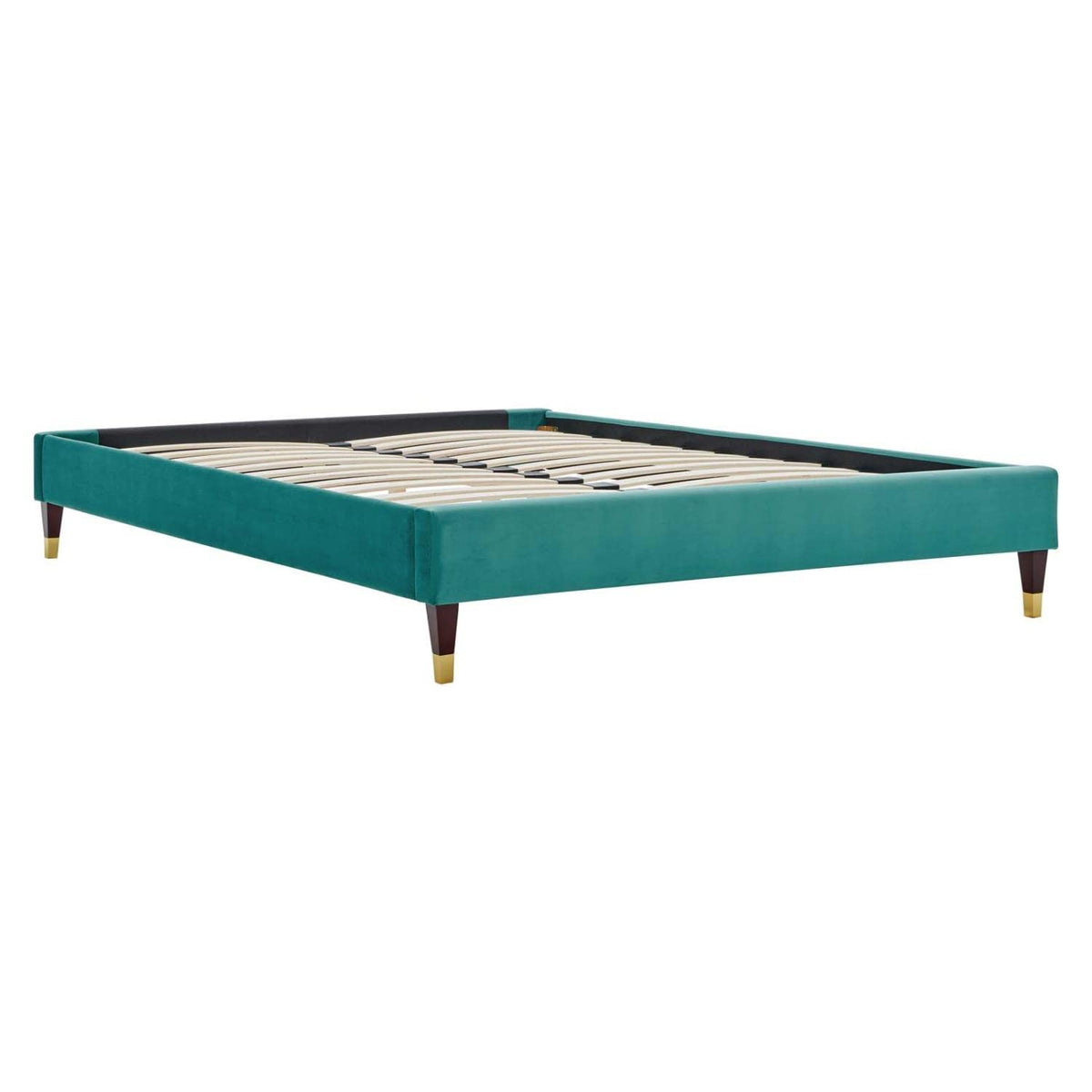 Modway Mod-6271-Tea Harlow King Performance Velvet Platform Bed Frame, Teal