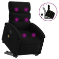 vidaXL Power Lift Armchair - Black Fabric Manual Recline Wingback Seating with Stand-Up Motor and Massage