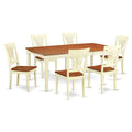 East West Furniture DOPL7-WHI-W 7 Piece Dining Table Set Consist of a Rectangle Dining Room Table with Butterfly Leaf and 6 Wood Seat Chairs, 42x78 Inch, Buttermilk & Cherry