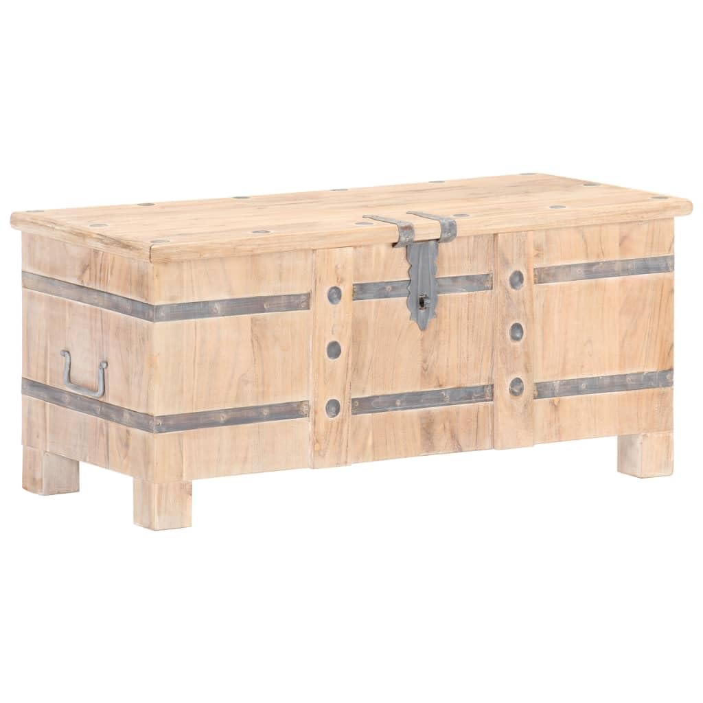 vidaXL Solid Acacia Wood Storage Chest with Flat Top Surface - Ample Storage Space, Unique Wood Grains, Easy-to-Carry Design