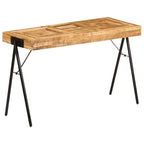 vidaXL Industrial Style Solid Mango Wood Writing Desk with Steel Legs - Vintage Charm, Easy Assembly, Multipurpose Table