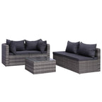 vidaXL 5 Piece Garden Sofa Set with Cushions & Pillows Outdoor Lounge Sofa Patio Sofa Garden Furniture Set Durable Sturdy Poly Rattan Gray