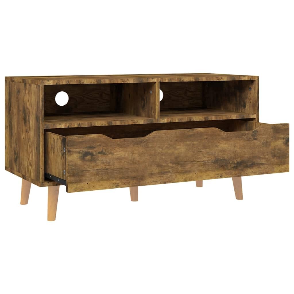 vidaXL Engineered Wood TV Stand in Smoked Oak - Scandinavian Style TV Cabinet with Ample Storage Space and Sturdy Structure - Ideal for Living Room