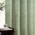 Jinchan Boho Curtains Linen Blend Curtains For Living Room Farmhouse Sage Green Curtains 90 Inches Long For Bedroom Semi Sheer Striped Printed Light Filtering Grommet Curtains 2 Panels Set