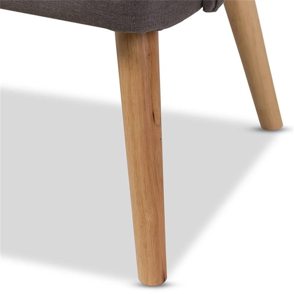 Baxton Studio Melody Mid-Century Modern Natural Wood Finishing Grey Fabric 2-Piece Settee Set