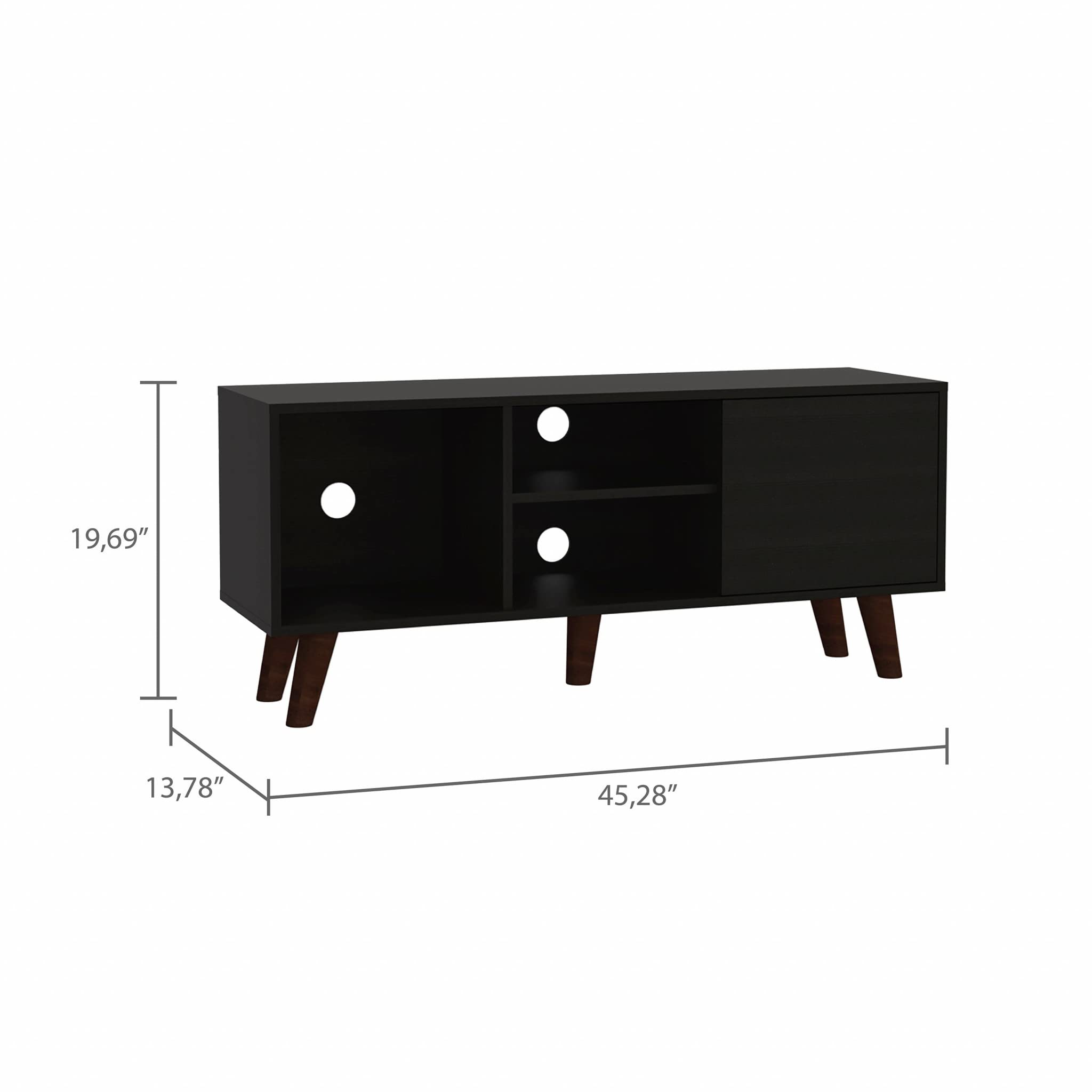 HomeRoots Particle Board Contemporary Black Wengue TV Stand
