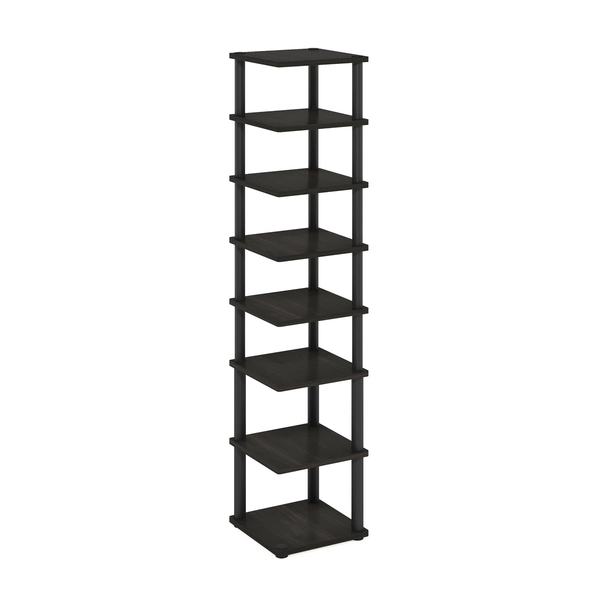 Furinno Turn-N-Tube 8-Tier Vertical Space Saving Free Standing Shoe Tower, Shoe Rack for Closet Entryway, Espresso/Black