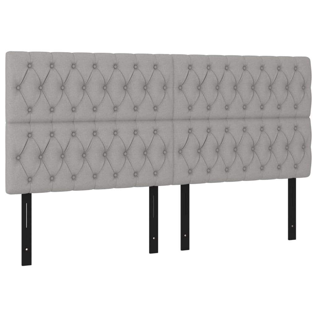 vidaXL Headboard 4 Pcs, Upholstered Headboard for Bed Home, Bed Headboard with Wooden Leg, Bedroom Furniture, Light Gray 35.4"x2.8"x30.7"/34.6" Fabric