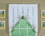 Today's Curtain Verona CA50304P Reverse Embroidery Window Swag Polyester White/Blue 38-Inch
