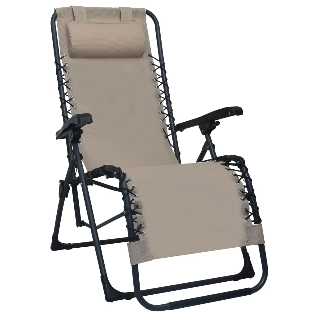 Vidaxl Folding Deck Chair Taupe Textilene