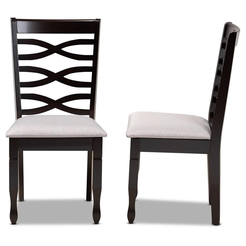 Baxton Studio Lanier Modern and Contemporary Grey Fabric Upholstered Espresso Brown Finished Wood 2-Piece Dining Chair Set