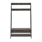 Crosley Furniture Jacobsen Hall Tree with Storage Bench, Shoe Shelf, and Coat Rack Hooks for Hanging, Brown Ash