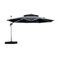Purple Leaf 12 Feet Double Top Round Deluxe Patio Umbrella Offset Hanging Umbrella Outdoor Market Umbrella Garden Umbrella, Grey