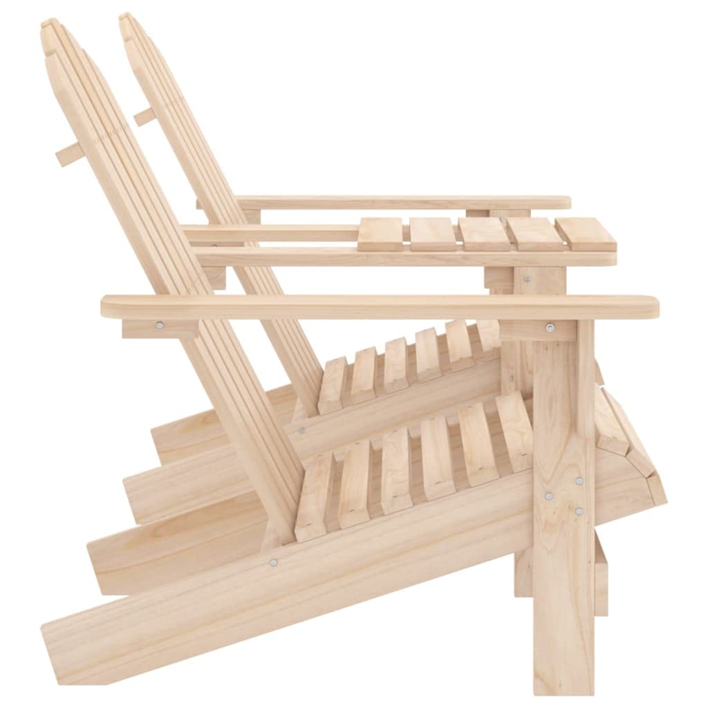 vidaXL Patio Adirondack Chair with Tea Table – Comfortable Outdoor Seating, Solid Fir Wood, Easy Assembly, Weather-Resistant, Ergonomically Design