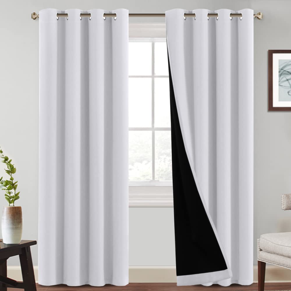 Princedeco Blackout Curtains 108 Inches Long 100% Absolutely Blackout Thermal Insulated Curtain Draperies Anti-Rust Grommet, Ene