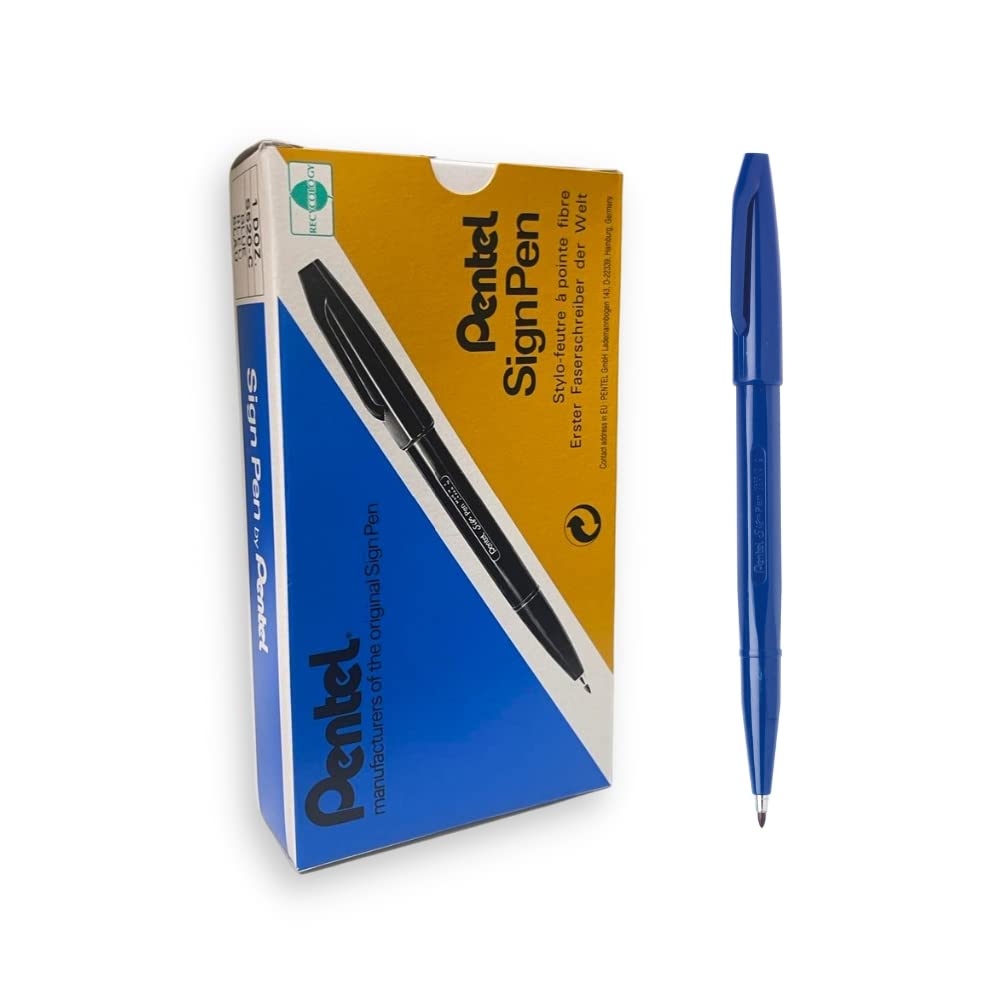 Pentel S520-C Sign Pen - Blue, Pack Of 12