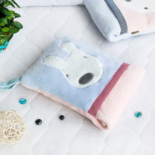 [Blue Rabbit] Fleece Throw Blanket Pillow Cushion/Travel Pillow Blanket (28.3 by 35.1 inches)