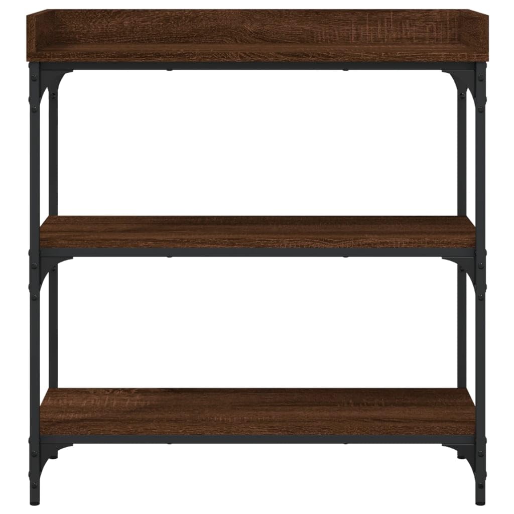 vidaXL Console Table with Shelves - Brown Oak, Industrial Style, Adjustable Feet, Ample Storage