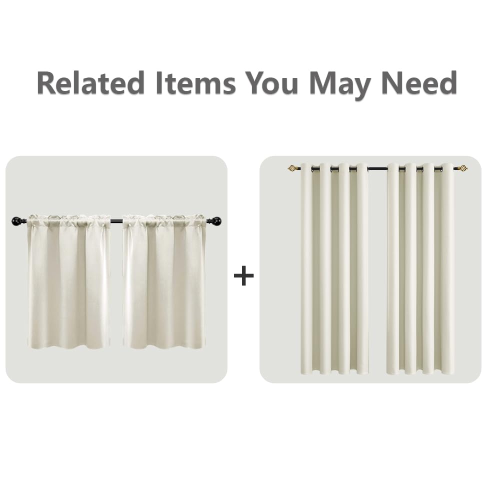 Mrs.Naturall Beige Curtains 42X54 Inches Long For Dining Room 2 Panels Blackout Room Darkening Curtain For Bedroom