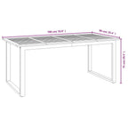 vidaXL Patio Table - Solid Acacia Wood - U-Shaped Metal Legs - Industrial Design - 70.9" x 35.4" - Ideal for Gardens, Patios, Decks, Porches - Outdoor Dining Table