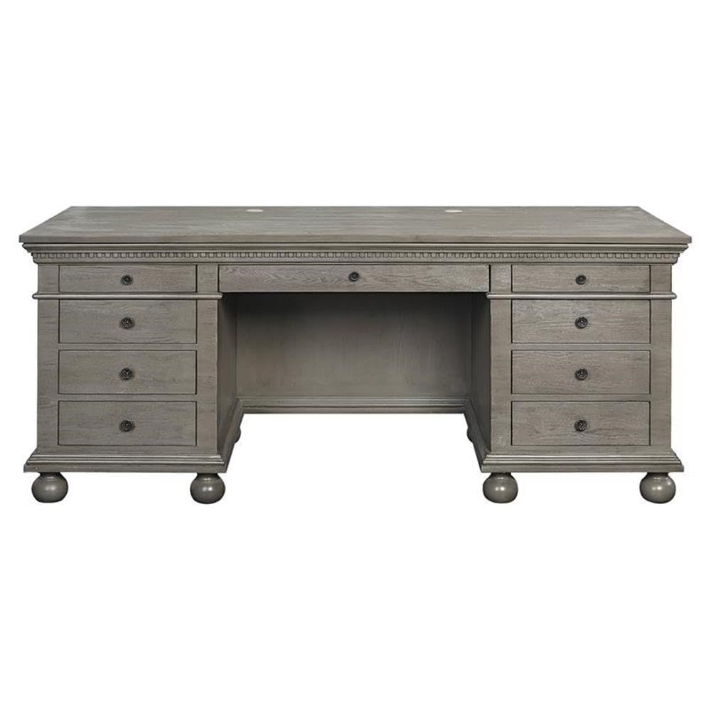 Acme Gustave Wooden Executive Writing Desk with 9 Drawers in Gray Oak