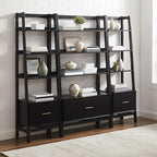 Crosley Furniture Landon 3-Piece Bookshelf Etagere Set, Bookcase with Shelves and File Drawers, Matte Black