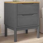 vidaXL Bedside Cabinet Floro Gray - Pine Wood Nightstand - 2 Drawers, 17.7"x15.4"x22.4" End Table, Rectangular Bedside Night Table, Bedroom Decor, Rustic Look
