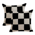 Niditw Set Of 2 Ultra Soft Black Checkerboard Throw Pillow Cover Microfiber Chessboard Gingham Cushion Case Cozy Fuzzy Checkered