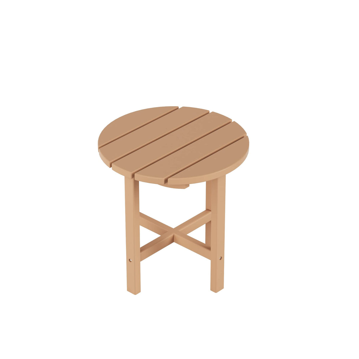Costaelm Round Outdoor Side Tables, Adirondack Patio Tables For Outside, Hdpe Patio End Table Weather Resistant, Balcony Table For Pool, Seaside, Backyard, Porch, Indoor Companion, Teak