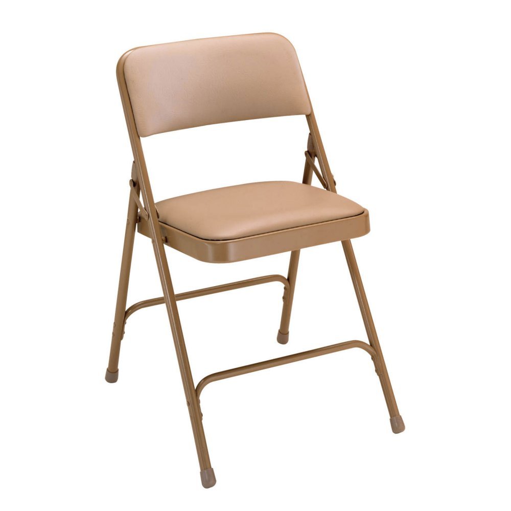 National Public Seat Home Office Decorative Vinyl Upholstered Premium Folding Chair Beige - 4 Pack