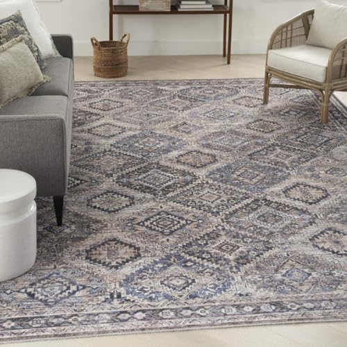 HomeRoots 533117 8 x 10 ft. Ivory & Tan Floral Traditional Power Loomed Distressed Washable Rectangle Area Rug