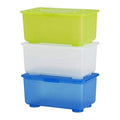 Ikea Glis Box With Lid White Light Green Blue / 3 Pack 800.985.83 Size 6 X4 (Plastic, Rectangular), 743 Inches