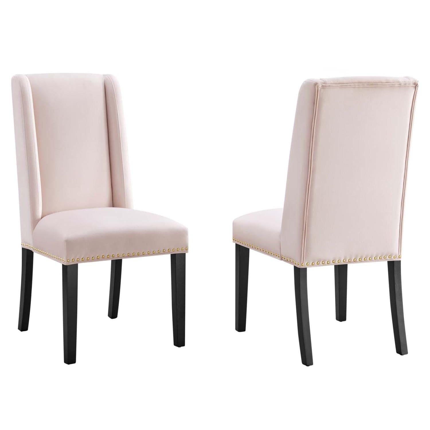 Modway Baron 19.5&Quot; Modern Velvet Dining Chairs In Pink/Black (Set Of 2)