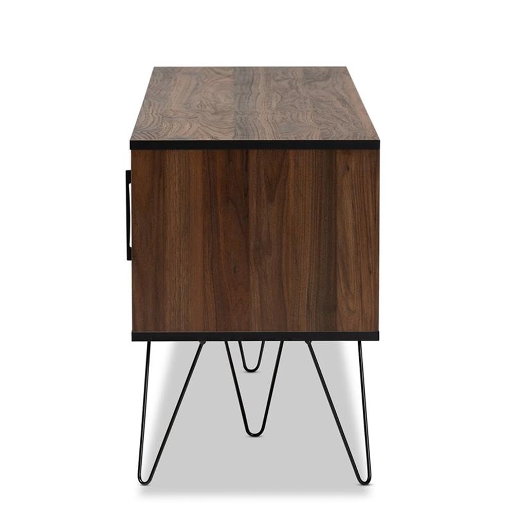 Baxton Studio Corina Mid-Century Modern Two-Tone Walnut and Black Finished Wood TV Stand