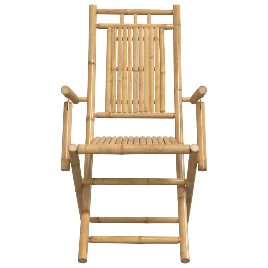 vidaXL Folding Bamboo Patio Chairs - Thumbnail 5