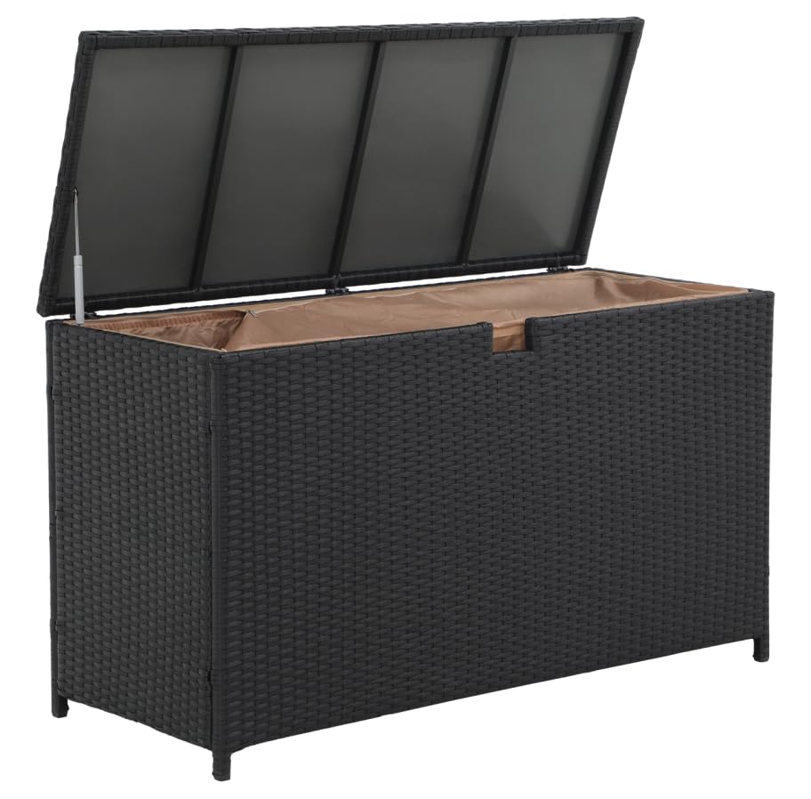 Super Patio Outdoor Patio Storage Box Waterproof, 120 Gallon Large Deck Box Wicker Storage Bin For Cushions, Garden Tools, Black