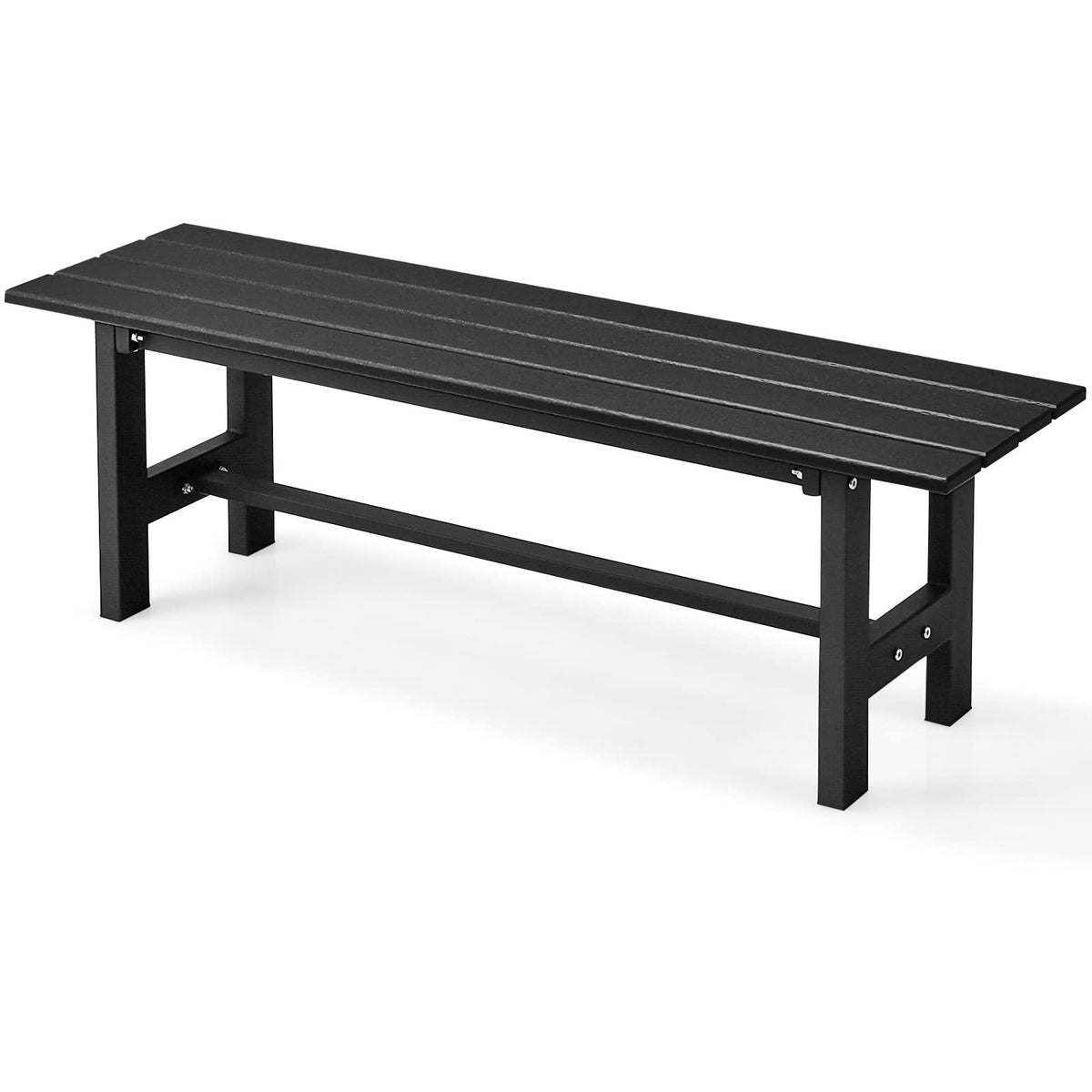 Giantex 2-Person Outdoor Bench Seat - Backless Patio Garden Bench, 47” Weatherproof Outside Chair With Slatted Seat, Metal Frame, 660 Lbs Capacity, Dining Bench Chair For Yard, Park, Balcony, Black