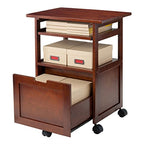 Ergode Piper | Versatile Compact Work Cart/Storage Solution | Laptop Stand | Filing Cabinet | Shelf | Walnut Finish