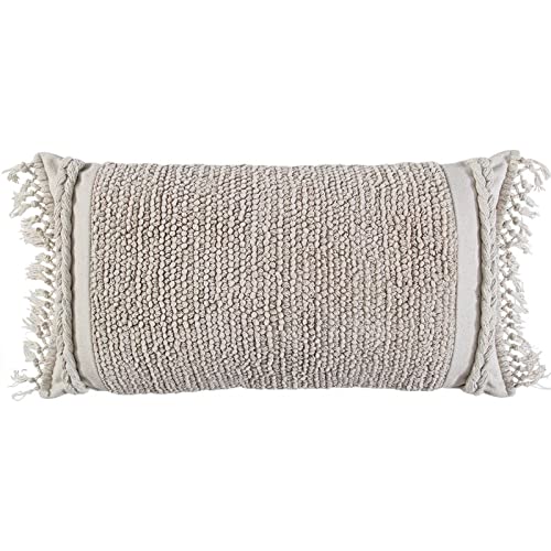 Rizzy Home 20" x 20" Down Filled Pillow with Woven Cotton Cover-Natural
