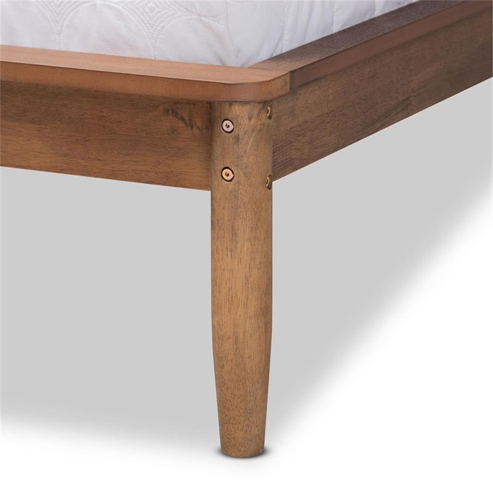 Baxton Studio Sadler Mid-Century Modern Ash Walnut Brown Finished Wood Queen Size Platform Bed