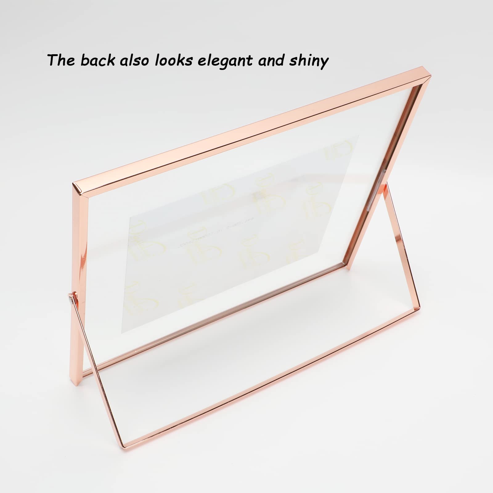 Ahago Rose Gold Floating Frame (8X10   , Horizontal), For Picture 7X9, 6X8, 5X7, Tabletop Shelf Photo Frame, Home Or Office Deco