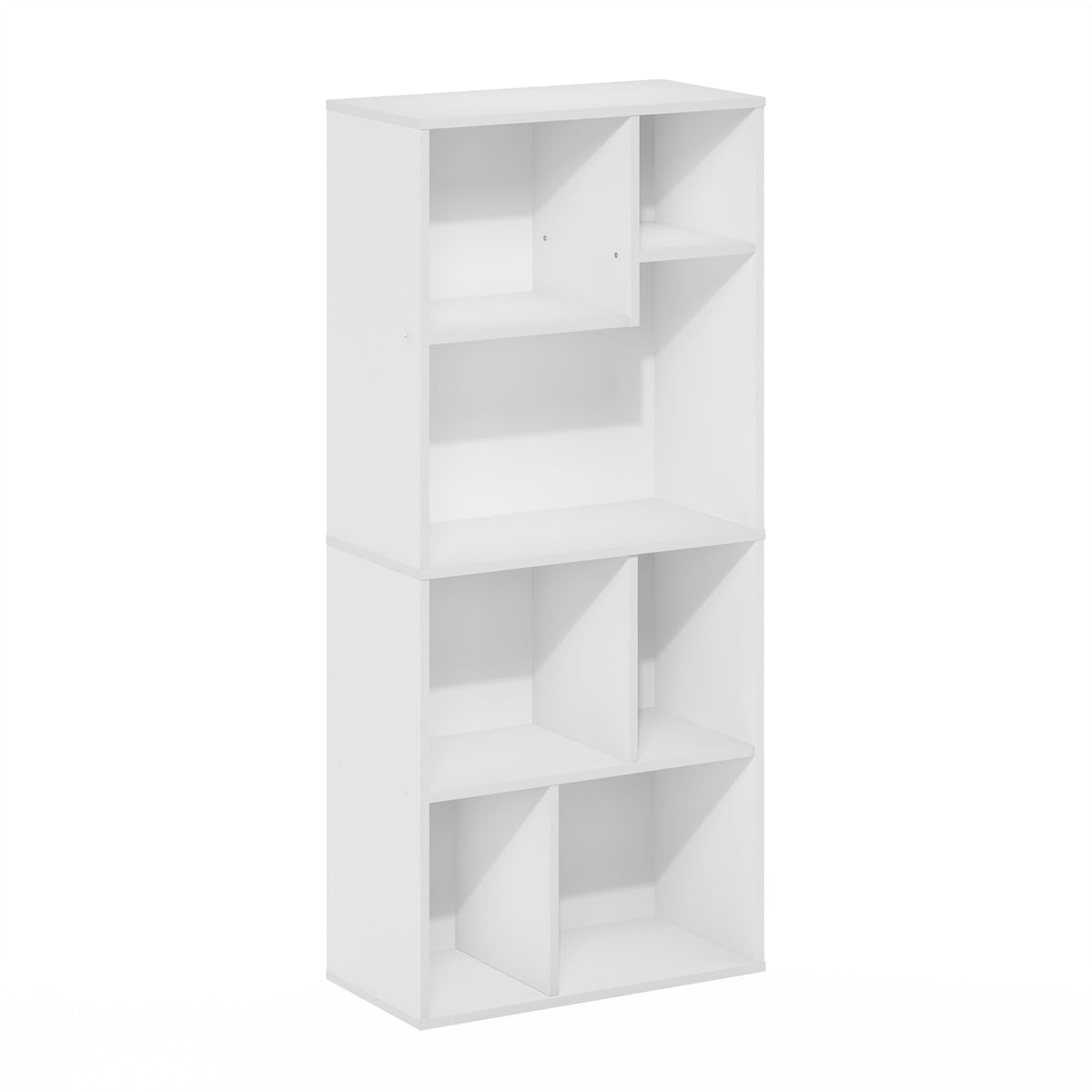 Furinno Daly 7-Cube Irregular Cubes Bookcase, Bookshelf, Storage Organizer, White