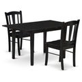 East West Furniture NFDL3-BLK-W 3 Piece Dining Room Furniture Set Contains a Rectangle Wooden Table with Butterfly Leaf and 2 Kitchen Dining Chairs, 32x54 Inch, Black