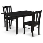 East West Furniture NFDL3-BLK-W 3 Piece Dining Room Furniture Set Contains a Rectangle Wooden Table with Butterfly Leaf and 2 Kitchen Dining Chairs, 32x54 Inch, Black