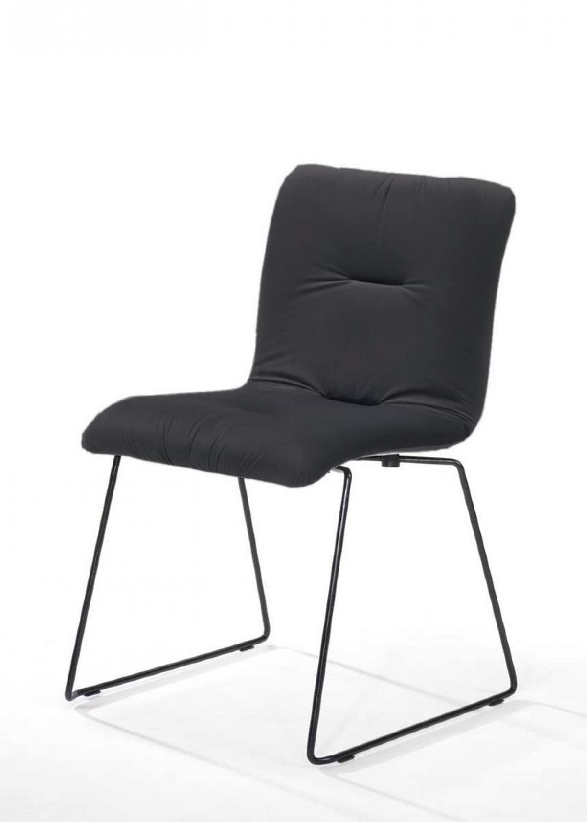 HomeRoots Dark Grey Fabric, Metal Set of Two Dark Gray Velvet Dining Chairs