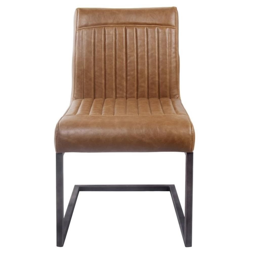 New Pacific Direct Ronan Pu Leather Dining Chair,Set Of 2 Furniture, Antique Cigar Brown
