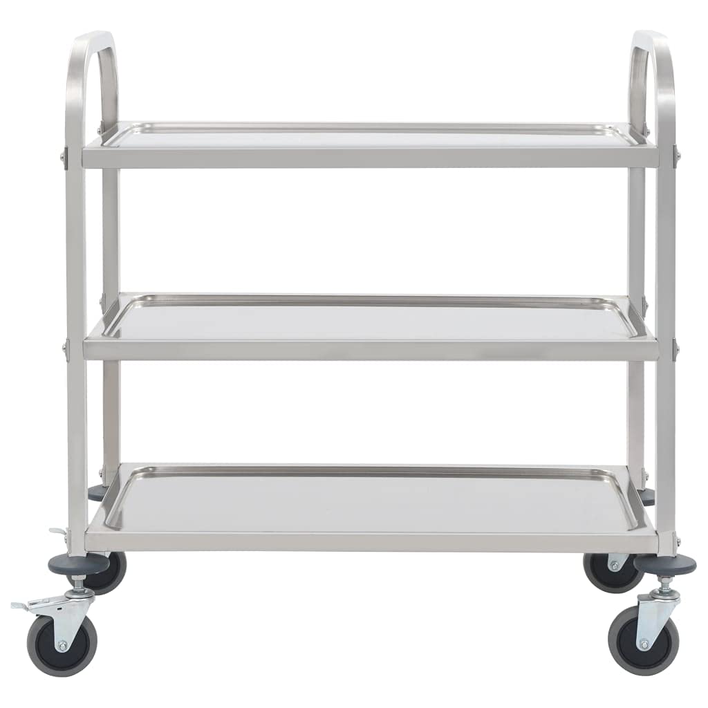 3-Tier Kitchen Trolley 37.4&quot;x17.7&quot;x32.9&quot; Stainless Steel