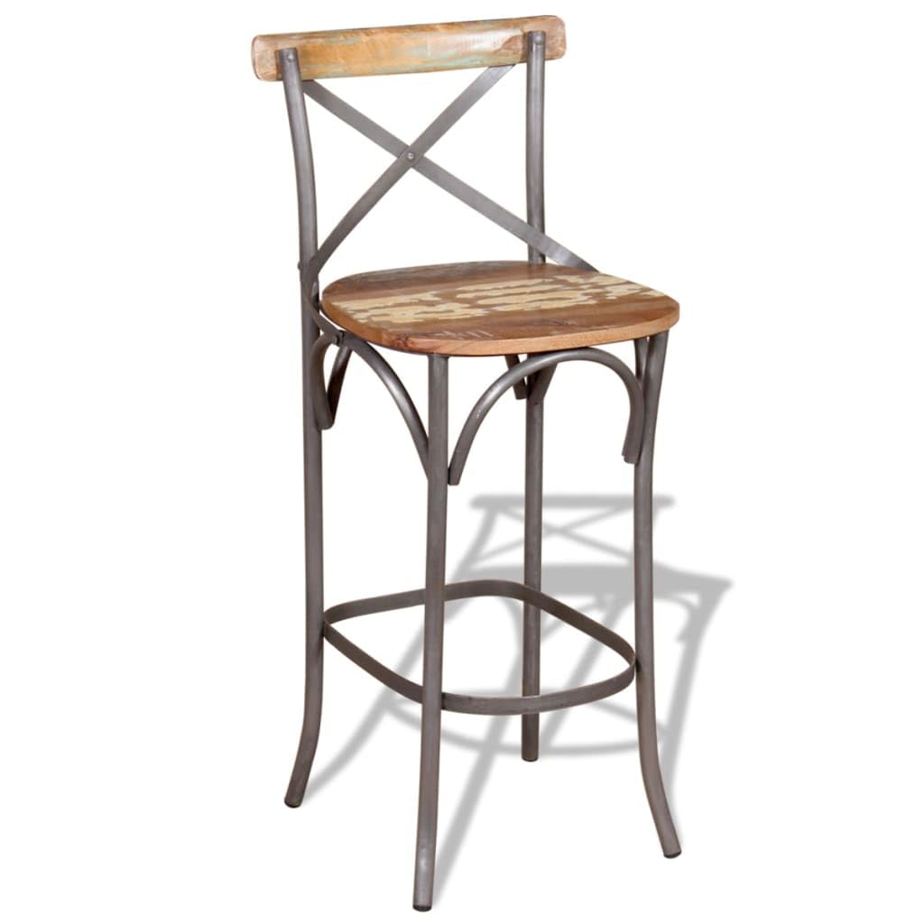 vidaXL Eco-Friendly Bar Chair-Handmade Solid Reclaimed Wood, Robust Iron Accents, Antique Style Furniture for Home, Unique and Durable Bar Stool