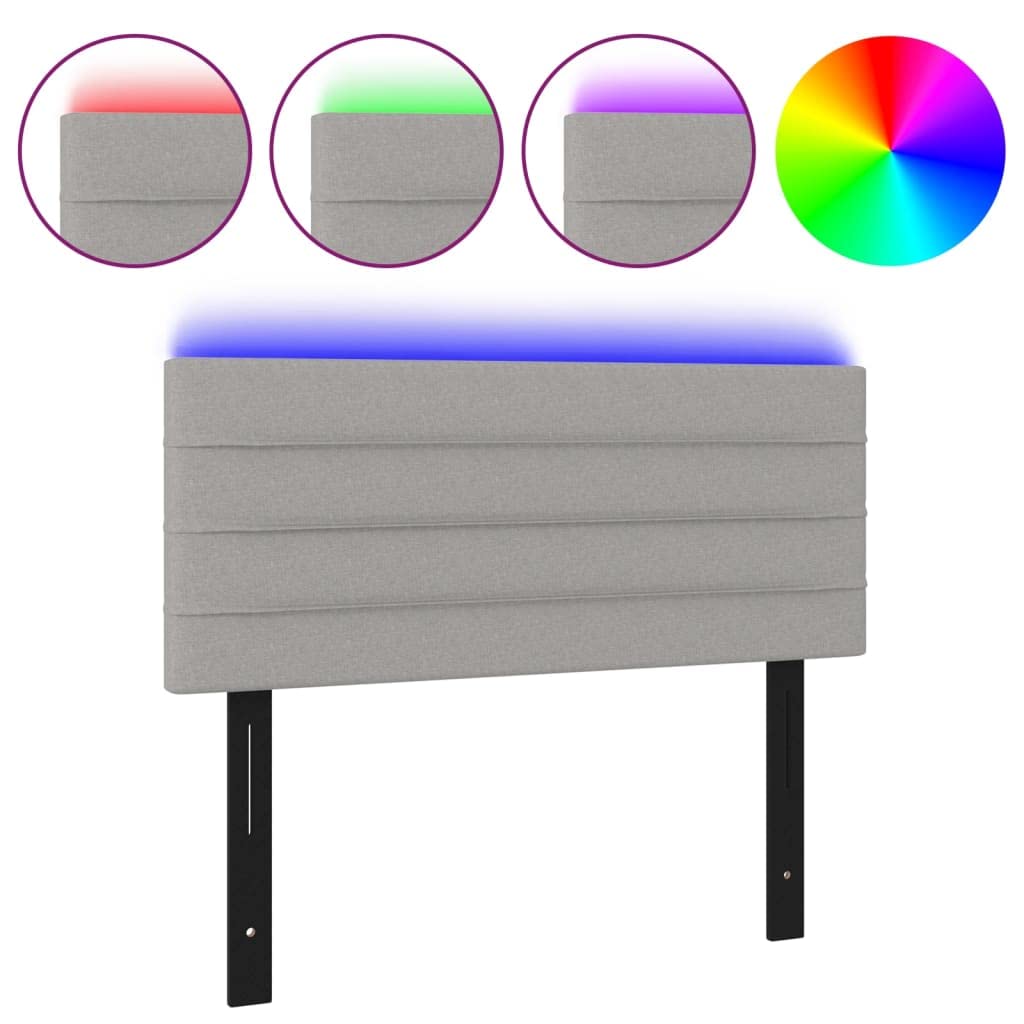 vidaXL LED Headboard, Upholstered Headboard for Bed Home, Bed Headboard with LED Light, Bedroom Furniture, Light Gray 39.4&quot;x2&quot;x30.7&quot;/34.6&quot; Fabric