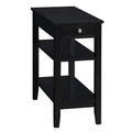 Convenience Concepts American Heritage Chairside End Table With Usb Ports & Ac Outlet 23.5' - Living Room Side Table With Storage Drawer, Bedroom Nightstand With Charging Station, Black